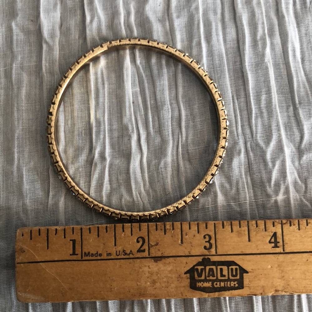 Gold braided & faux diamond studded bangle bracelets & thin delicate tennis - Picture 9 of 10
